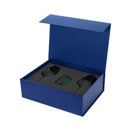 Подарочный набор свеча Энигма (Enigma) + 2 бокала для вина Эмеральд (Emerald) в синей коробке