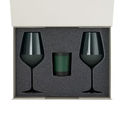 Подарочный набор свеча Энигма (Enigma) + 2 бокала для вина Эмеральд (Emerald) в серой коробке