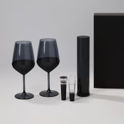 Подарочный набор 2 бокала для вина Блэк Эдишн (Black Edition) + набор для вина Сакраменто (Sacramento) в черной коробке