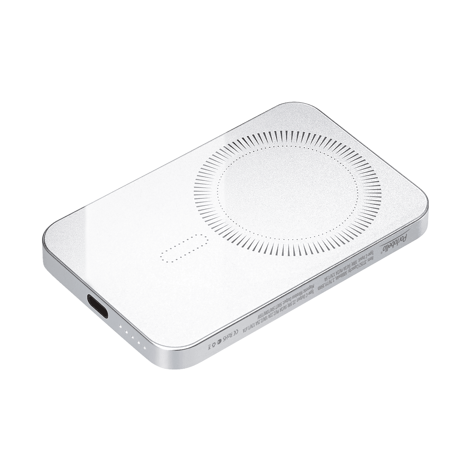 Внешний аккумулятор Артекс PD (Artex PD) 5000mAh с функцией беспроводной зарядки 15W, серебряный