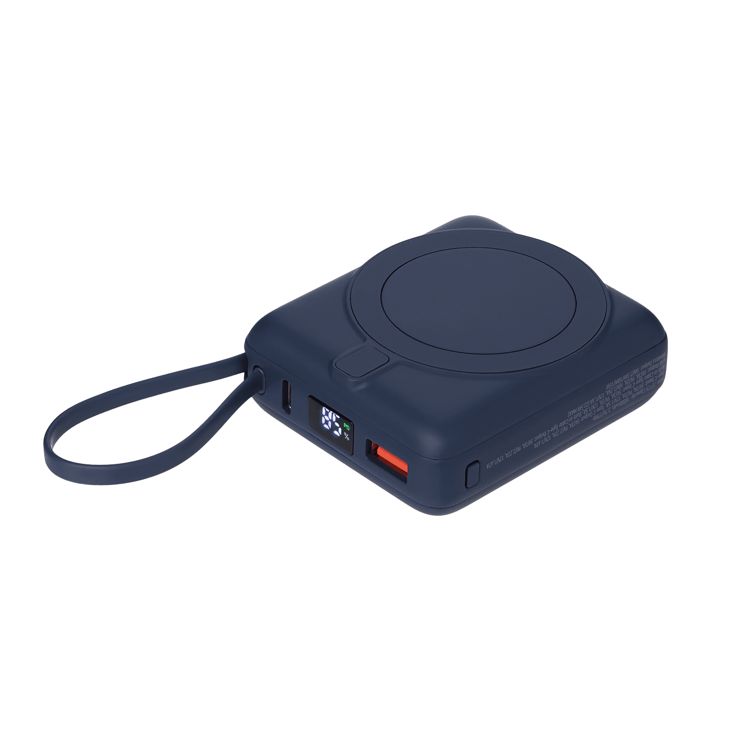 Внешний аккумулятор с подсветкой Риттер PD (Ritter PD) 10000mAh с функцией беспроводной зарядки 15W, синий