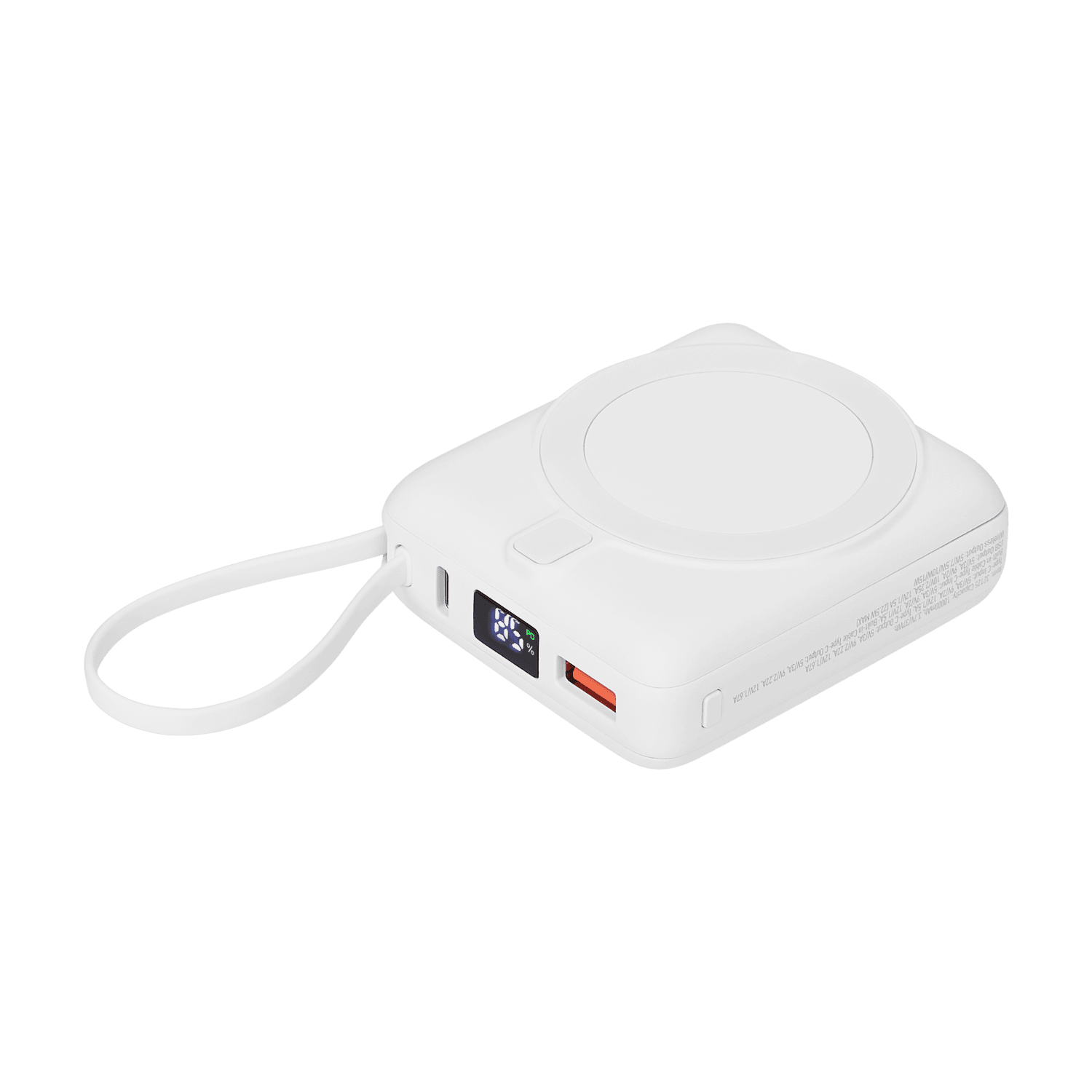 Внешний аккумулятор с подсветкой Риттер PD (Ritter PD) 10000mAh с функцией беспроводной зарядки 15W, белый