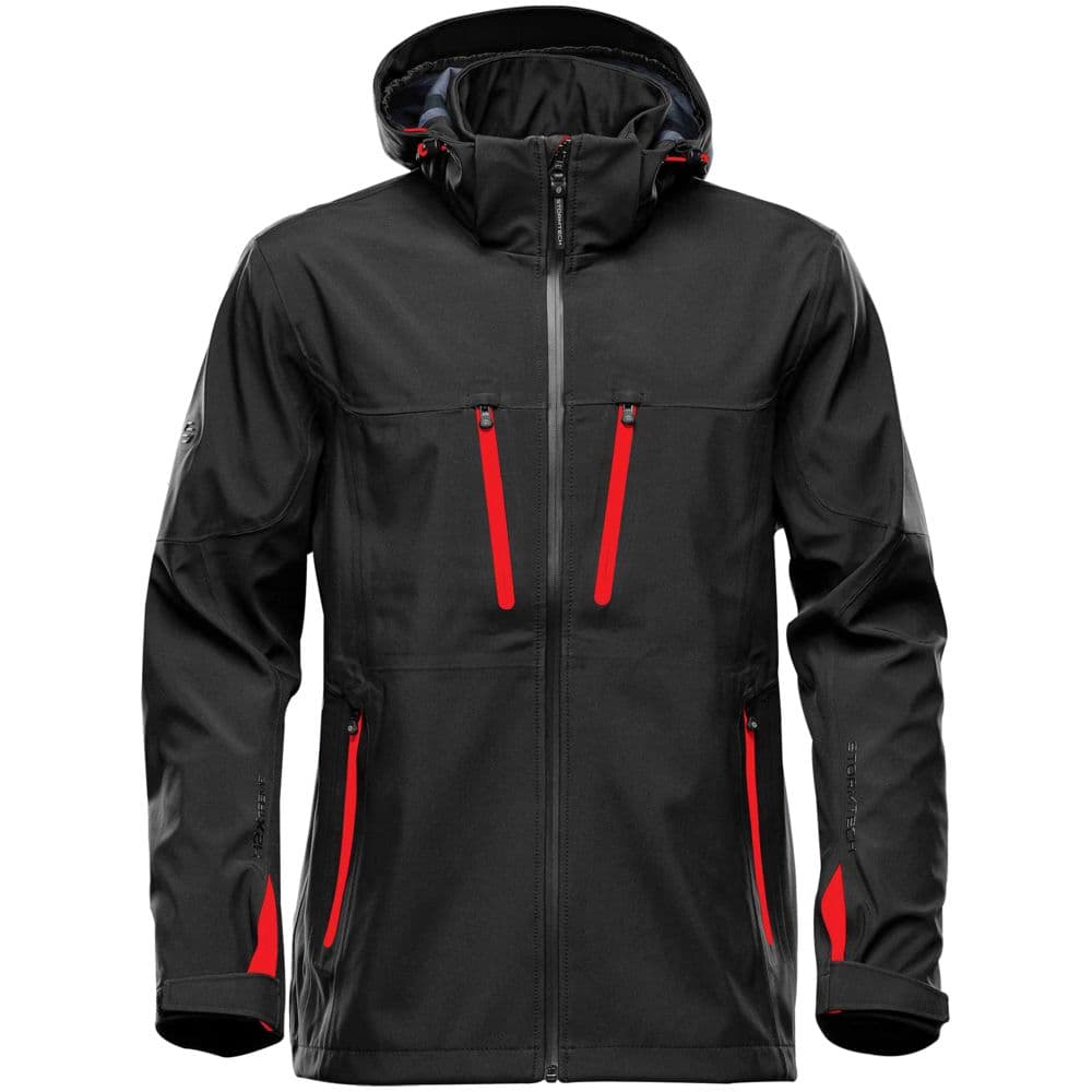 black, red