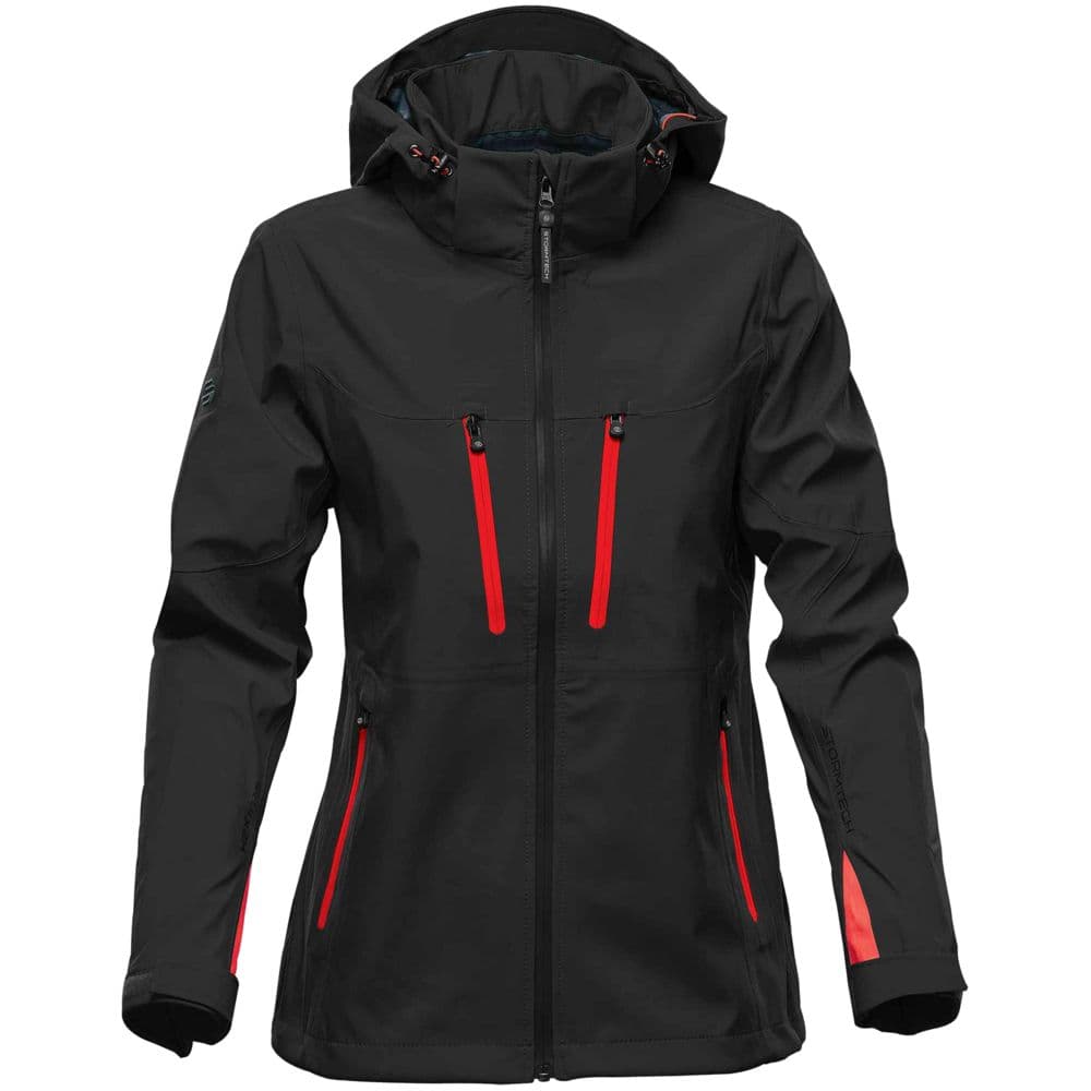 black, red