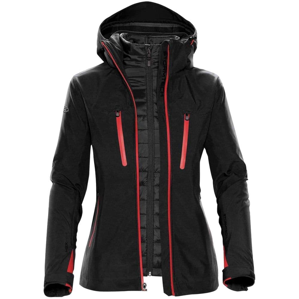 black, red