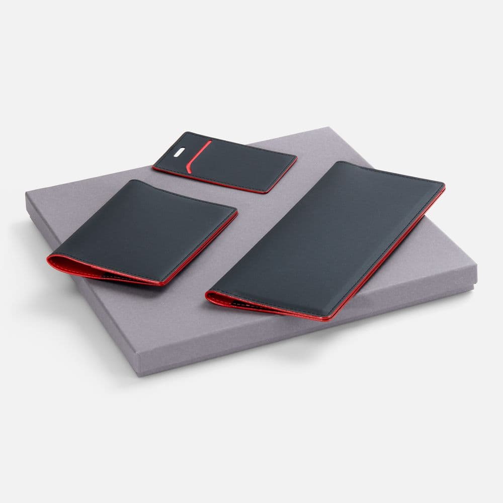 black, red