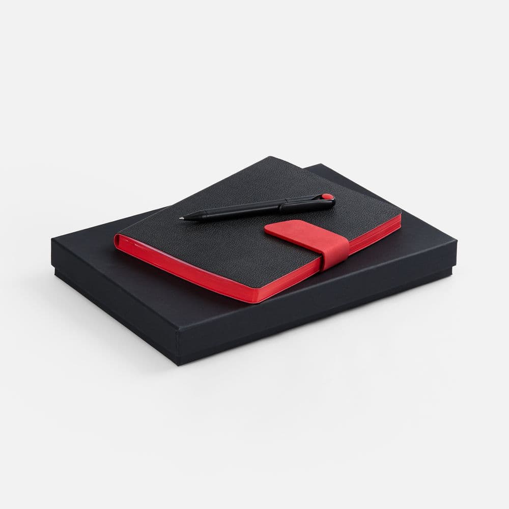 black, red