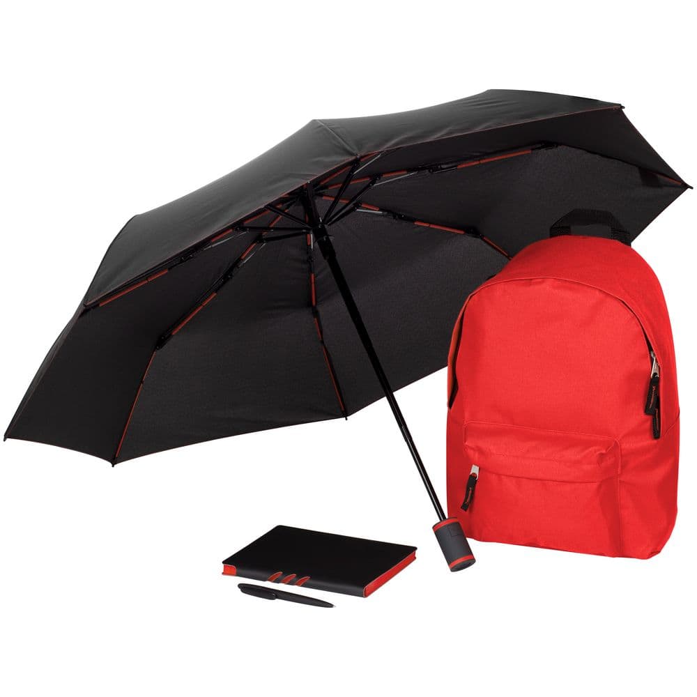 black, red