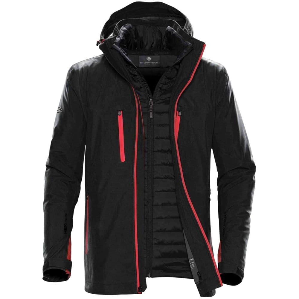 black, red