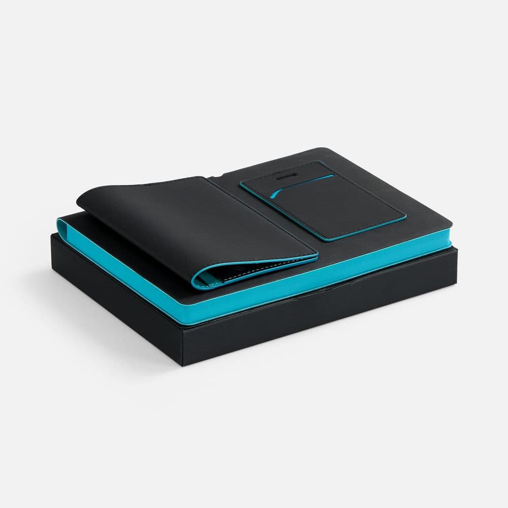 black, turquoise