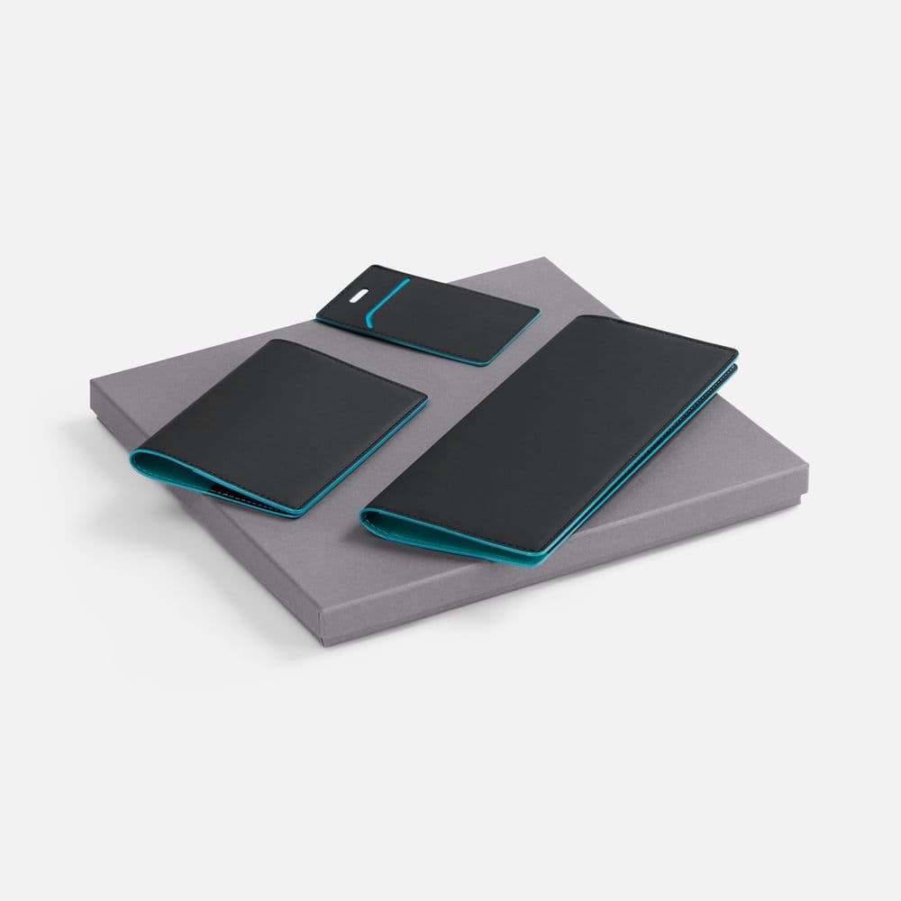 black, turquoise
