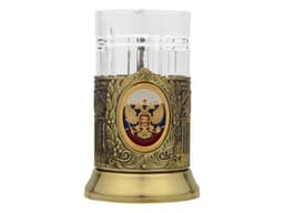 Подстаканник с хрустальным стаканом и ложкой РОССИЙСКИЙ-Л