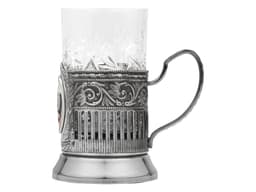 Подстаканник с хрустальным стаканом и ложкой РОССИЙСКИЙ-М