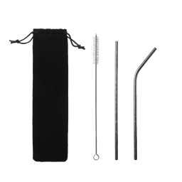 Набор многоразовых трубочек Оnlycofer black (стальной)