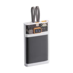 Зарядное (22.5W) устройство "Link" 10000 mAh с прозрачным корпусом, цифровым индикатором заряда и встроенными Type-C/Lightning кабелями